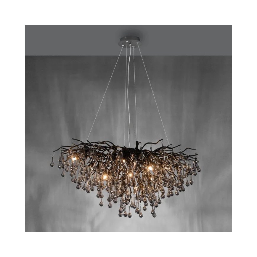 Paul Neuhaus 2192-18 - Pendelleuchte ICICLE an Stahlseil 10xG9/40W/230V 50x100 cm schwarz