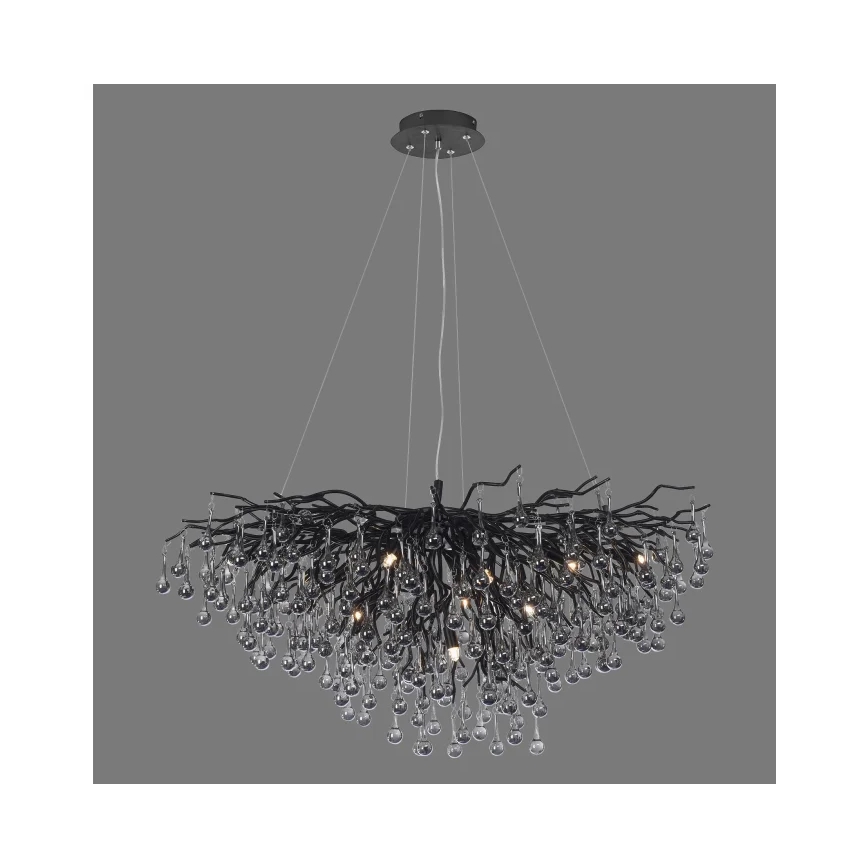 Paul Neuhaus 2192-18 - Pendelleuchte ICICLE an Stahlseil 10xG9/40W/230V 50x100 cm schwarz