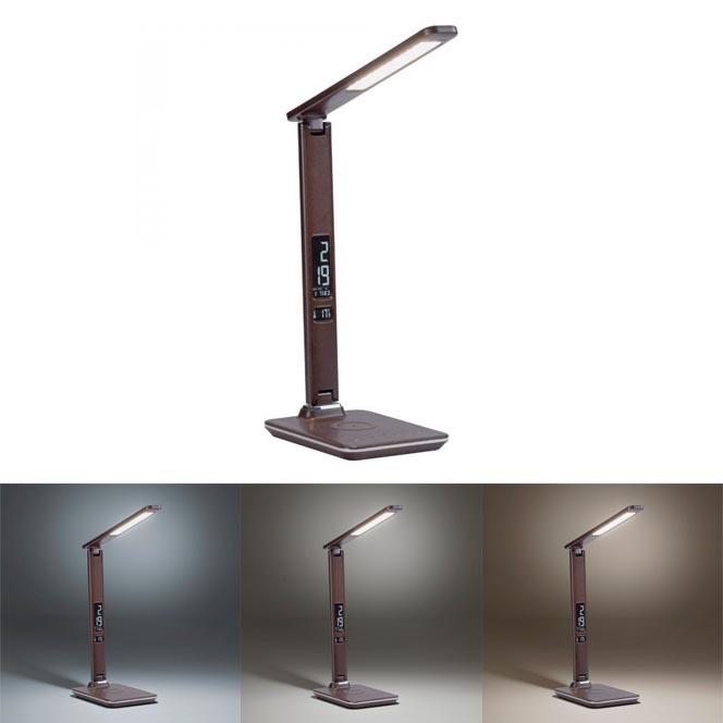 Paul Neuhaus 4595-23 - LED dimmbare Touch-Tischlampe mit kabelloser Ladefunktion ADRIANO LED/5W/230V braun