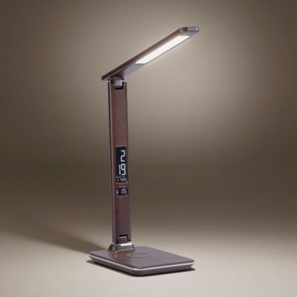 Paul Neuhaus 4595-23 - LED dimmbare Touch-Tischlampe mit kabelloser Ladefunktion ADRIANO LED/5W/230V braun