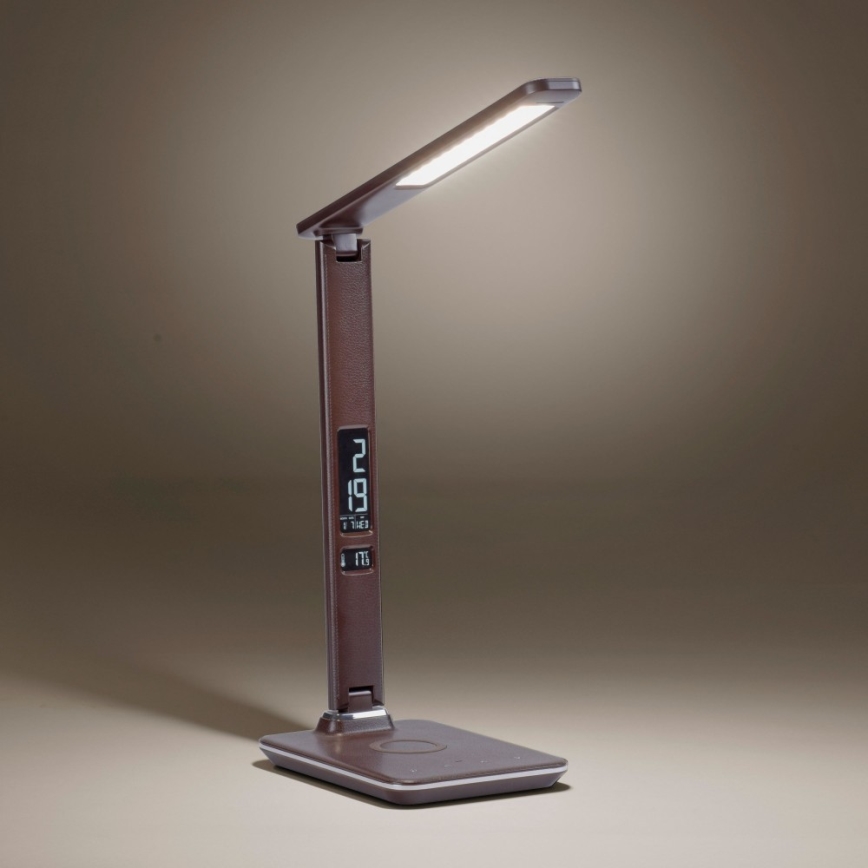Paul Neuhaus 4595-23 - LED dimmbare Touch-Tischlampe mit kabelloser Ladefunktion ADRIANO LED/5W/230V braun