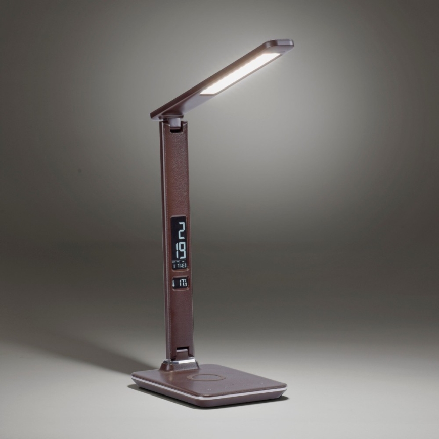 Paul Neuhaus 4595-23 - LED dimmbare Touch-Tischlampe mit kabelloser Ladefunktion ADRIANO LED/5W/230V braun