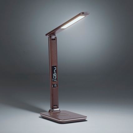Paul Neuhaus 4595-23 - LED dimmbare Touch-Tischlampe mit kabelloser Ladefunktion ADRIANO LED/5W/230V braun