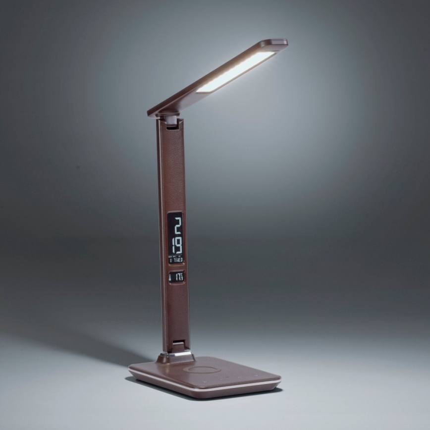 Paul Neuhaus 4595-23 - LED dimmbare Touch-Tischlampe mit kabelloser Ladefunktion ADRIANO LED/5W/230V braun