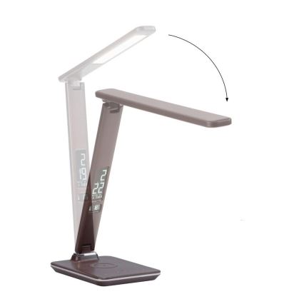 Paul Neuhaus 4595-23 - LED dimmbare Touch-Tischlampe mit kabelloser Ladefunktion ADRIANO LED/5W/230V braun