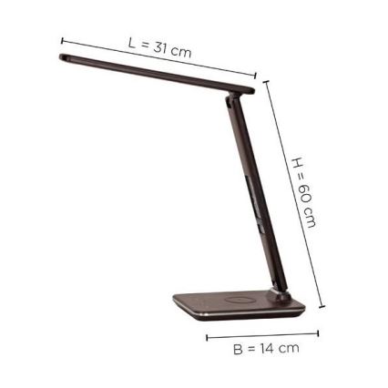 Paul Neuhaus 4595-23 - LED dimmbare Touch-Tischlampe mit kabelloser Ladefunktion ADRIANO LED/5W/230V braun