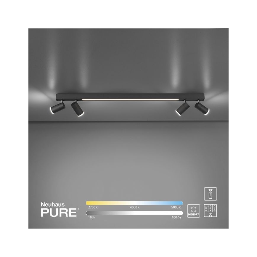 Paul Neuhaus 6121-13 - LED dimmbares Einbauleuchte PURE 4xLED/4W/230V + LED/9W 2700-5000K + Fernbedienung