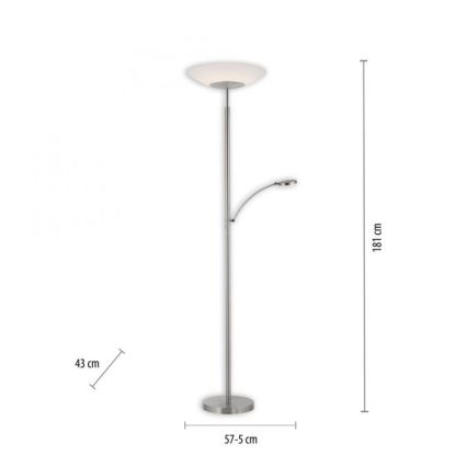 Paul Neuhaus 655-55 - Dimmbare LED-Stehleuchte ALFRED 1xLED/28W+1xLED/4W/230V glänzendes Chrom