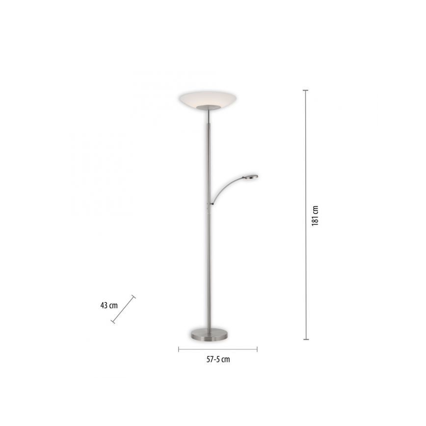 Paul Neuhaus 655-55 - Dimmbare LED-Stehleuchte ALFRED 1xLED/28W+1xLED/4W/230V glänzendes Chrom