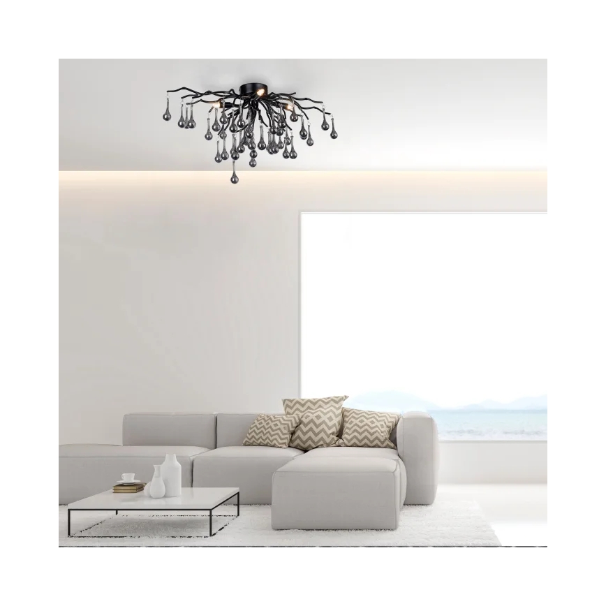 Paul Neuhaus 8090-18 - Aufgesetzte Deckenleuchte ICICLE 4xG9/40W/230V 30x60 cm schwarz
