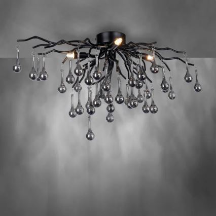 Paul Neuhaus 8090-18 - Aufgesetzte Deckenleuchte ICICLE 4xG9/40W/230V 30x60 cm schwarz