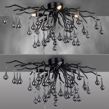 Paul Neuhaus 8090-18 - Aufgesetzte Deckenleuchte ICICLE 4xG9/40W/230V 30x60 cm schwarz