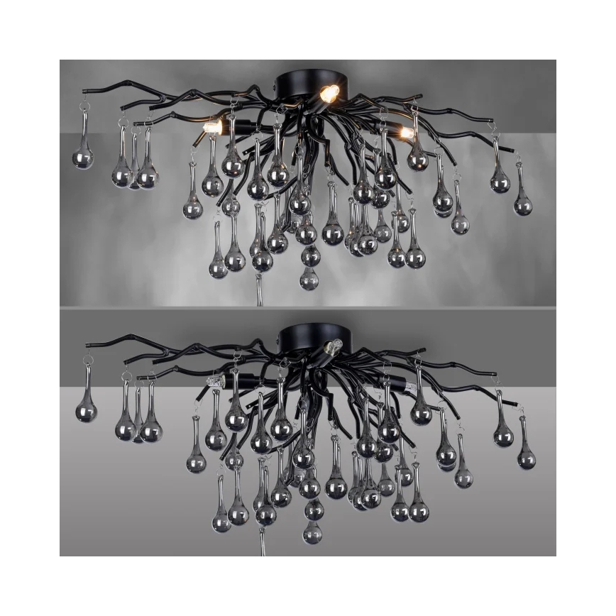 Paul Neuhaus 8090-18 - Aufgesetzte Deckenleuchte ICICLE 4xG9/40W/230V 30x60 cm schwarz
