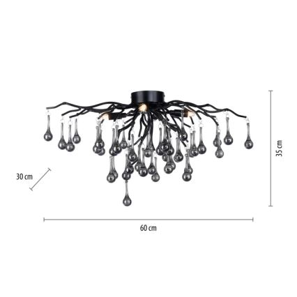 Paul Neuhaus 8090-18 - Aufgesetzte Deckenleuchte ICICLE 4xG9/40W/230V 30x60 cm schwarz
