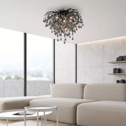 Paul Neuhaus 8091-18 - Aufgesetzte Deckenleuchte ICICLE 9xG9/40W/230V Ø 50 cm schwarz