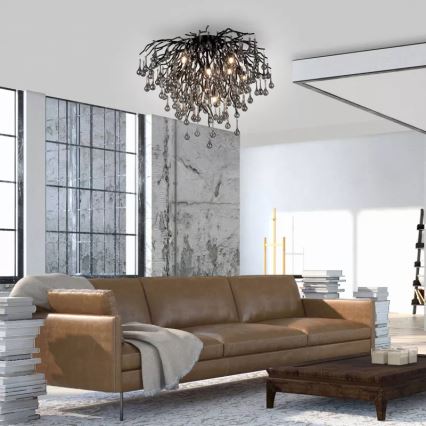 Paul Neuhaus 8091-18 - Aufgesetzte Deckenleuchte ICICLE 9xG9/40W/230V Ø 50 cm schwarz