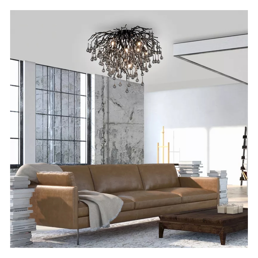 Paul Neuhaus 8091-18 - Aufgesetzte Deckenleuchte ICICLE 9xG9/40W/230V Ø 50 cm schwarz