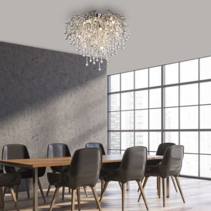 Paul Neuhaus 8091-55 - Anbaukronleuchter ICICLE 9xG9/40W/230V d 50 cm glänzendes Chrom