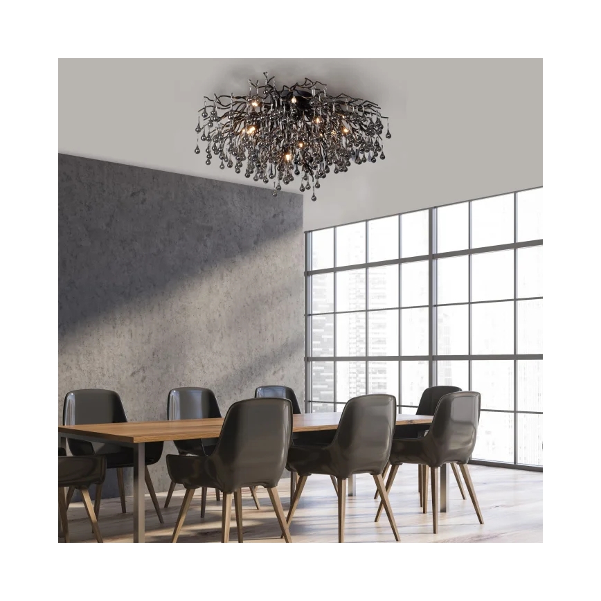 Paul Neuhaus 8092-18 - Aufgesetzter Kronleuchter ICICLE 14xG9/40W/230V Ø 100 cm schwarz
