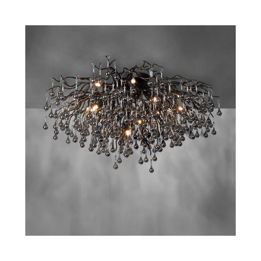 Paul Neuhaus 8092-18 - Aufgesetzter Kronleuchter ICICLE 14xG9/40W/230V Ø 100 cm schwarz