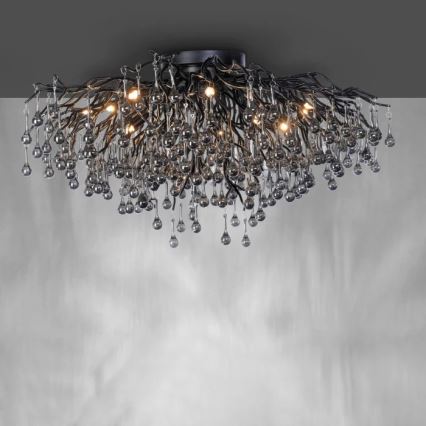 Paul Neuhaus 8092-18 - Aufgesetzter Kronleuchter ICICLE 14xG9/40W/230V Ø 100 cm schwarz