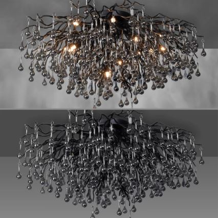 Paul Neuhaus 8092-18 - Aufgesetzter Kronleuchter ICICLE 14xG9/40W/230V Ø 100 cm schwarz