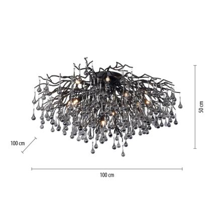 Paul Neuhaus 8092-18 - Aufgesetzter Kronleuchter ICICLE 14xG9/40W/230V Ø 100 cm schwarz