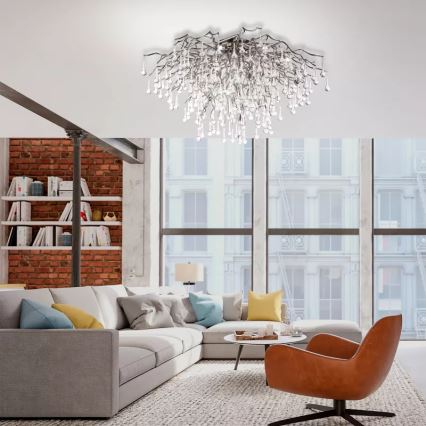 Paul Neuhaus 8092-55 - Aufgesetzte Deckenleuchte ICICLE 14xG9/40W/230V Ø 100 cm glänzender Chrom