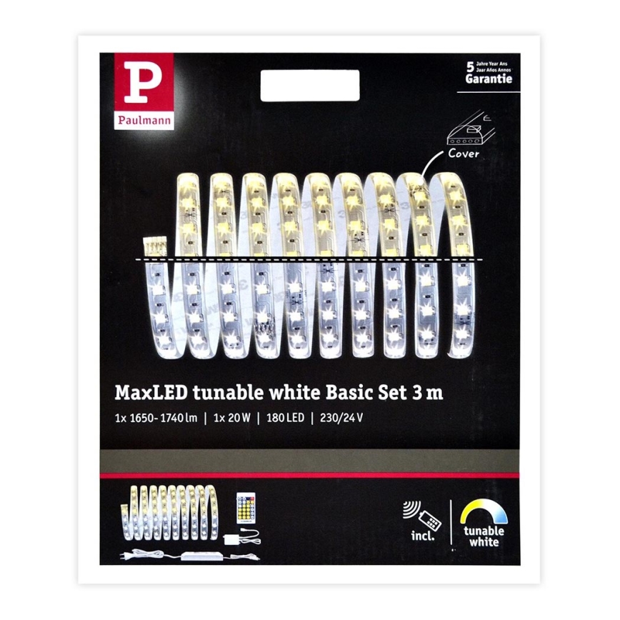 Paulmann 70624 - LED/20W Dimmbarer LED-Streifen MAXLED 3m 230V + Fernbedienung