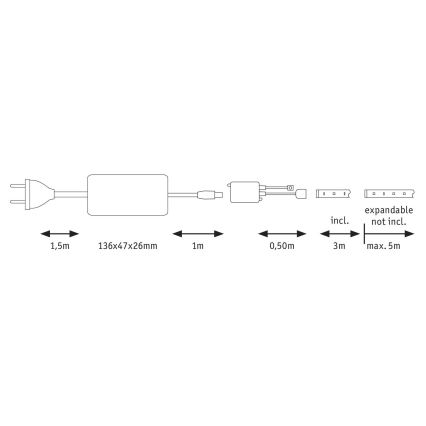 Paulmann 70624 - LED/20W Dimmbarer LED-Streifen MAXLED 3m 230V + Fernbedienung