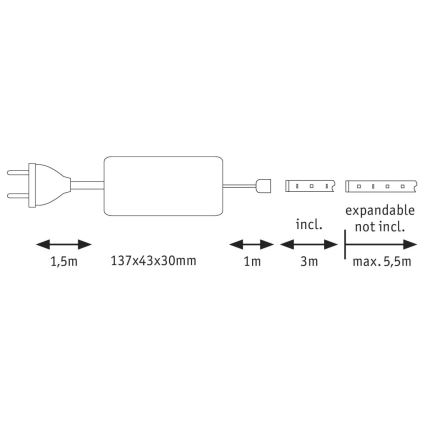 Paulmann 70666 - LED/20W IP44 Dimmbarer Badezimmer-LED-Streifen MAXLED 3 m 2700K 230V