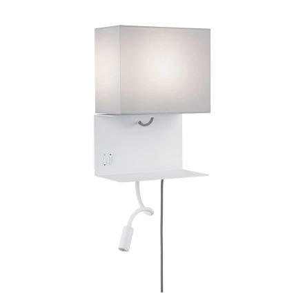 Paulmann 78913 - LED/2,5W + 1xE27/40W Wandleuchte mit Ablage und USB-Anschluss MERANI 230V weiß