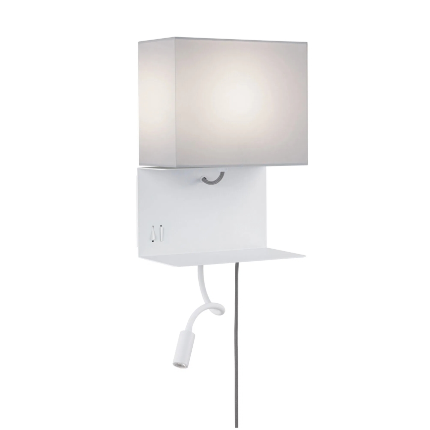 Paulmann 78913 - LED/2,5W + 1xE27/40W Wandleuchte mit Ablage und USB-Anschluss MERANI 230V weiß