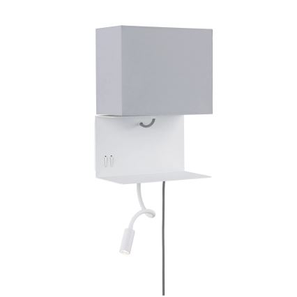 Paulmann 78913 - LED/2,5W + 1xE27/40W Wandleuchte mit Ablage und USB-Anschluss MERANI 230V weiß
