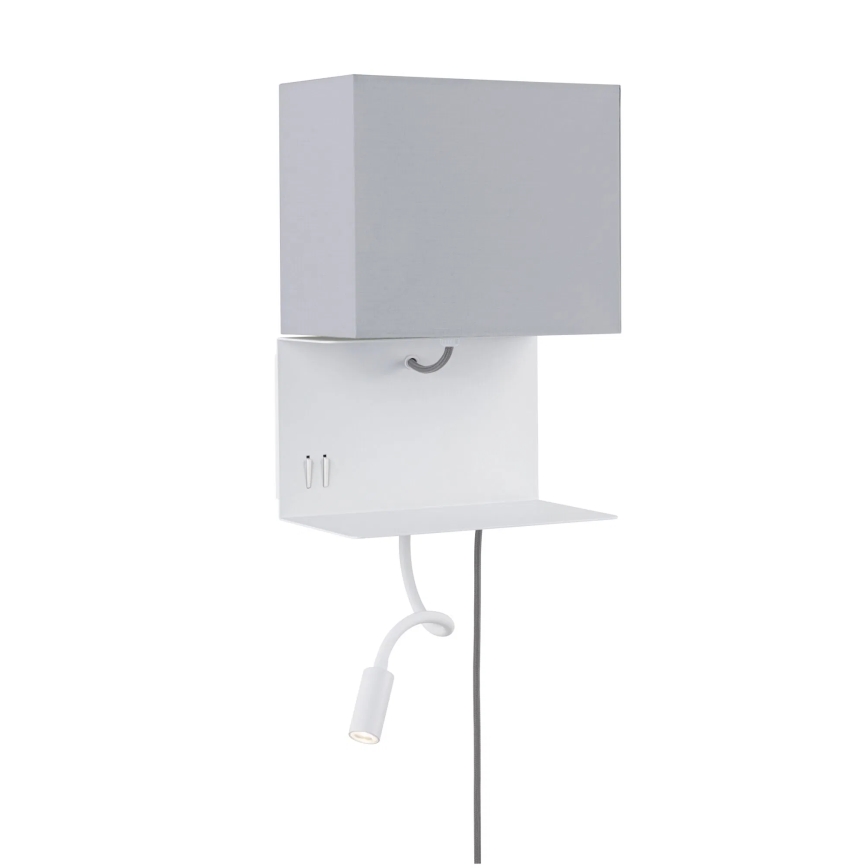 Paulmann 78913 - LED/2,5W + 1xE27/40W Wandleuchte mit Ablage und USB-Anschluss MERANI 230V weiß