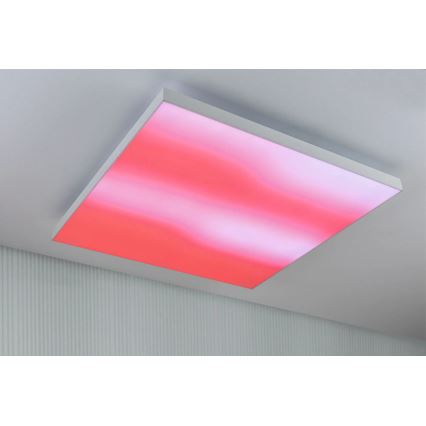 Paulmann 79910 - LED, 31 W RGBW-dimmbare Deckenleuchte LORIA, 230 V, 3000–6500 K, 59,5 × 59,5 cm, weiß + Fernbedienung