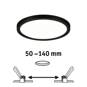 Paulmann 79965 - LED/13W IP44 Dimmbare Badezimmer-Deckeneinbauleuchte AREO 230V Ø 17,5 cm schwarz