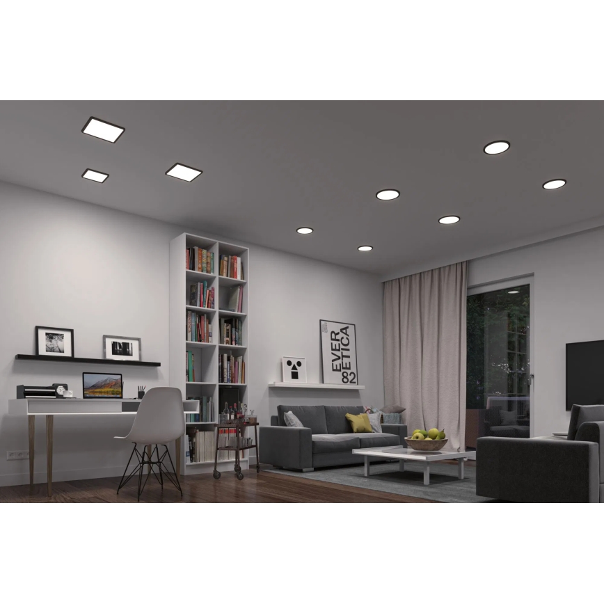 Paulmann 79967 - LED/16W IP44 Dimmbarer Badezimmer-Einbaustrahler AREO 230V 23x23 cm schwarz
