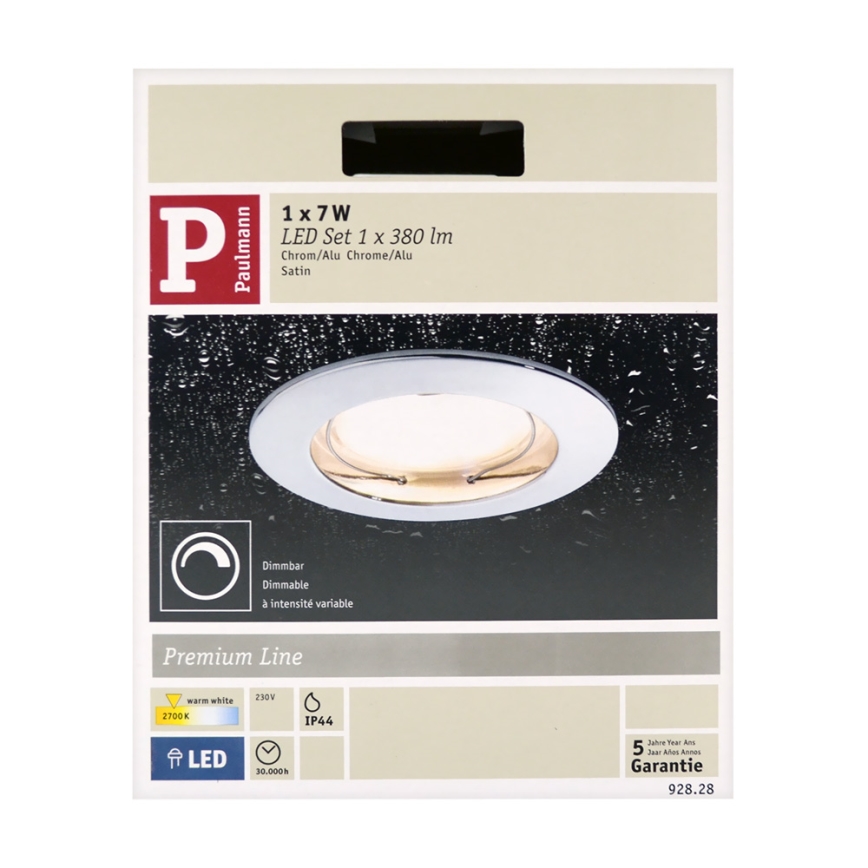 Paulmann 92828 - LED/7W Dimmbare Badezimmer Einbauleuchte COIN 230V IP44