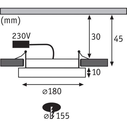 Paulmann 92935 - LED/12W IP44 Dimmbare Badezimmer-Einbauleuchte AREO 230V Ø 18 cm mattchrom