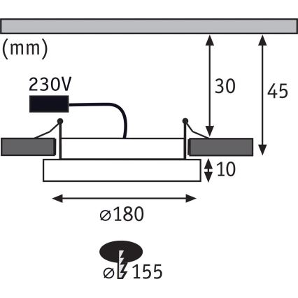 Paulmann 92946 - LED/11W IP23 Einbauleuchte AREO für Badezimmer, 230V, Durchmesser 18 cm, mattchrom