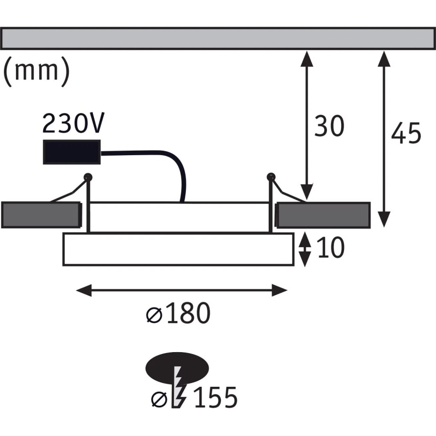Paulmann 92946 - LED/11W IP23 Einbauleuchte AREO für Badezimmer, 230V, Durchmesser 18 cm, mattchrom