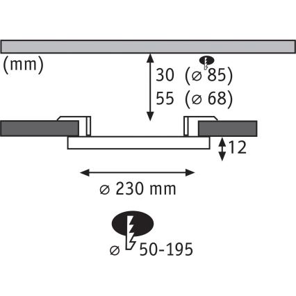 Paulmann 92992 - LED/16W IP44 Badezimmer-Einbauleuchte AREO 230V 2000/3000/4000K Ø 23 cm mattchrom