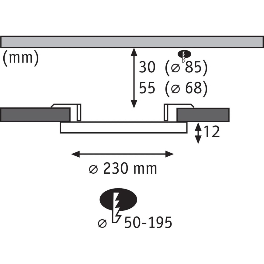 Paulmann 92992 - LED/16W IP44 Badezimmer-Einbauleuchte AREO 230V 2000/3000/4000K Ø 23 cm mattchrom
