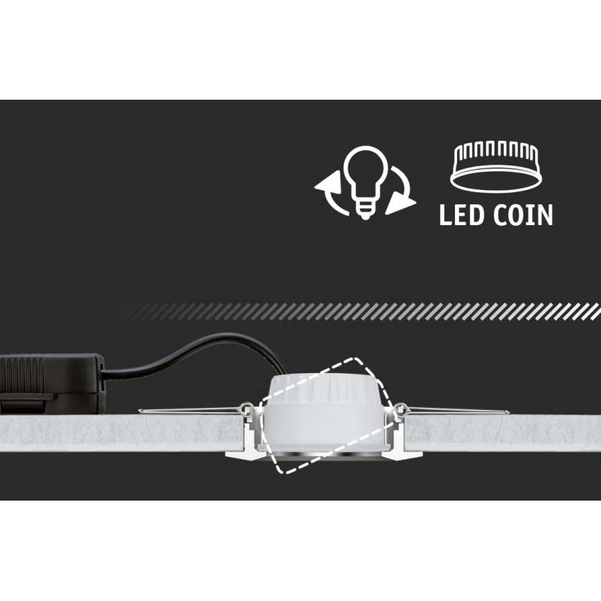 Paulmann 93080 - SET 3xLED/6W IP23 Dimmbares Badezimmer-Einbauleuchte COIN 230V