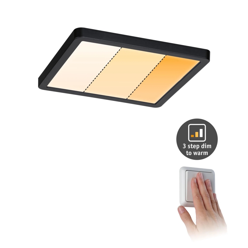 Paulmann 93101 - LED/13W IP44 Badezimmer-Einbauleuchte AREO 230V 2000/3000/4000K 17,5x17,5 cm schwarz