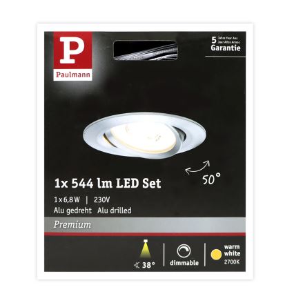 Paulmann 93946 - LED/6,8W IP23 Dimmbare Einbauleuchte für Badezimmer COIN 230V