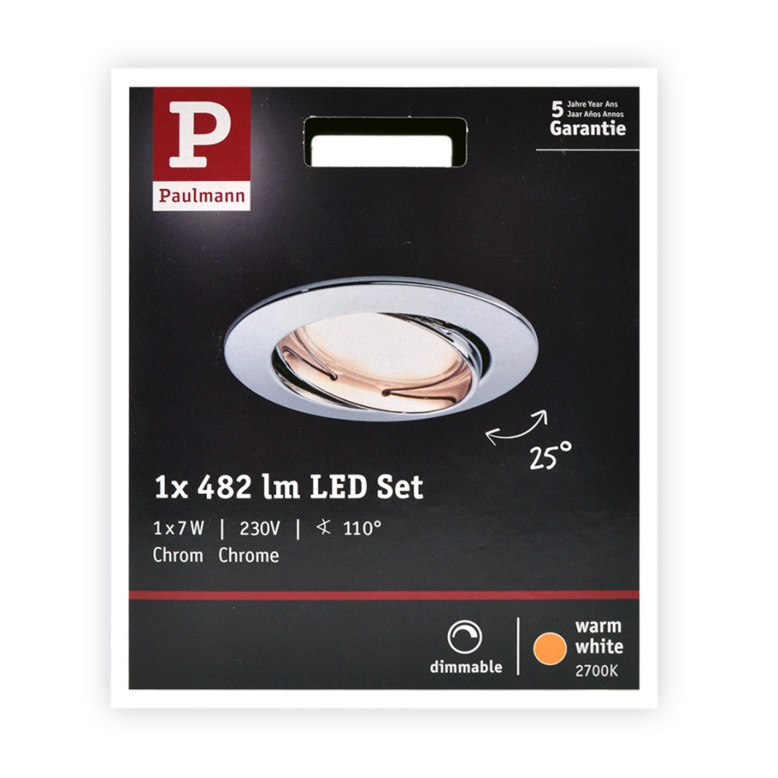 Paulmann 93965 - LED/7W Dimmbares Badezimmerleuchte COIN 230V