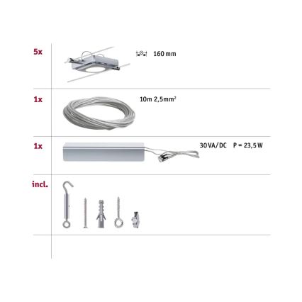 Paulmann 94108 - SET 5xLED/4,3W Einbauleuchte für Seilsystem MAC 230V mattchrom