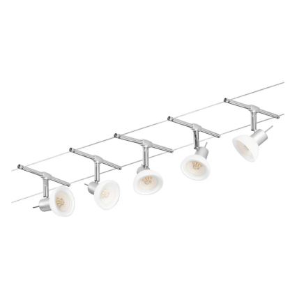 Paulmann 94136 - SET 5xGU5,3/10W Einbaustrahler für Seilsystem SHEELA 230V glänzender Chrom